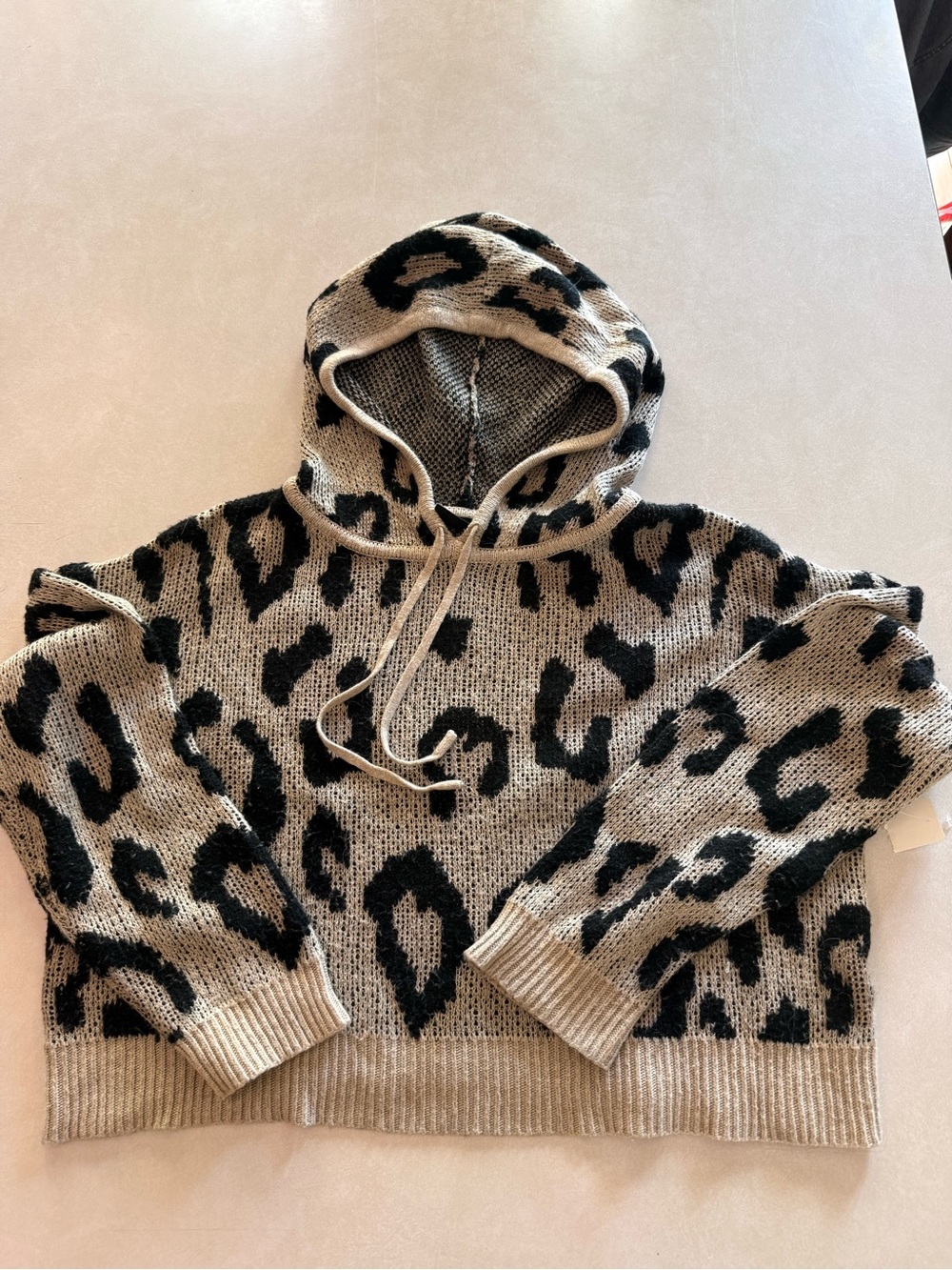 Vici Leopard Hoodie Sweater in Beige and Black